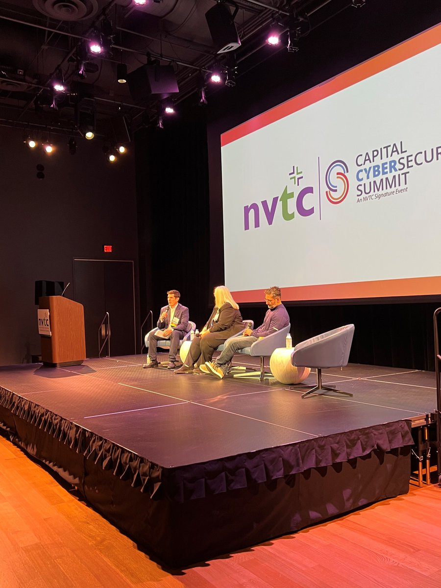 NoVATechCouncil's tweet photo. Pro tip from keynote Sue Gordon: "We don't expect technology to be the silver bullet. You're going in with human support." #CapitalCyber #NVTC https://t.co/ZChr4ZuMa5