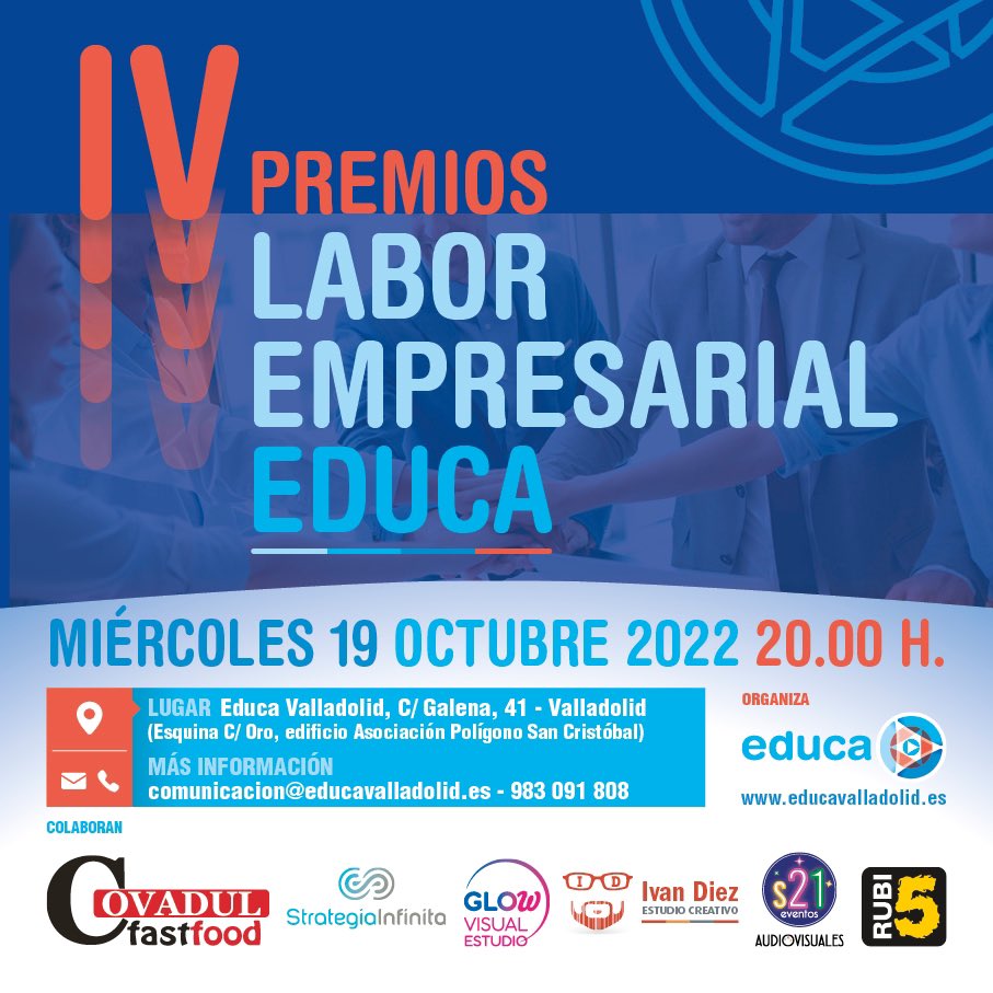 En la entrega de los #IVPremios #LaborEmpresarial de <a href="/AsociacionEduca/">EducaValladolid</a> Enhorabuena a los premiados por esos 25 años de trabajo y generación de empleo. Un placer acompañaros #PoligonoSanCristóbal <a href="/AyuntamientoVLL/">Ayto. de Valladolid</a>
