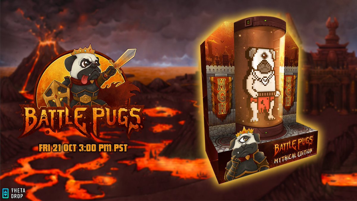 ThetaDrop's tweet photo. Battle Pugs - Mythical Edition

Coming to ThetaDrop this Friday (Oct 21) at 3pm PT

Assemble your @Battle_Pugs and enter the fray!

See the Drop: https://t.co/qebDenul0b https://t.co/boOH4dIyhg