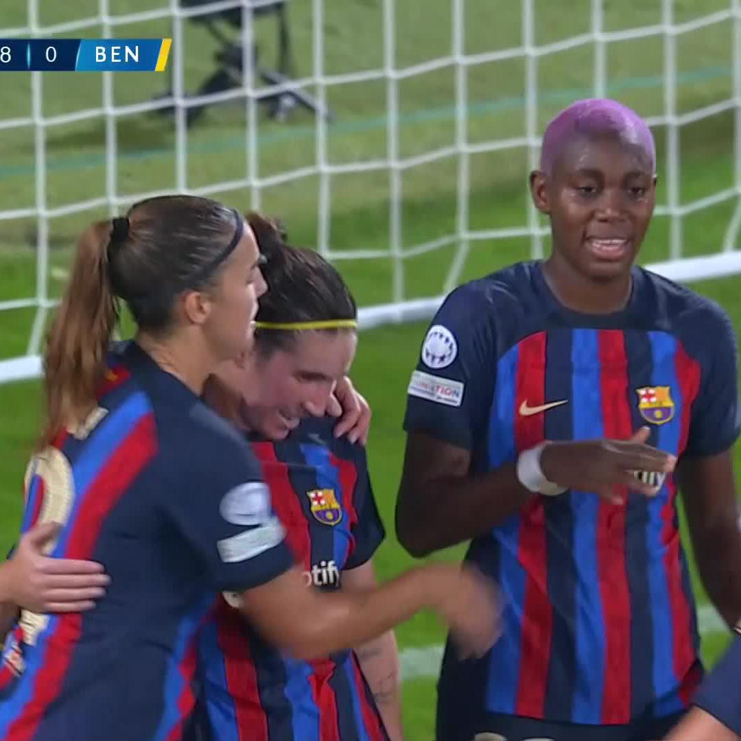 Goal number 8️⃣ as Asisat Oshoala knocks in her brace to extend Barcelona's rout over Benfica 🔵🔴

#UWCL LIVE NOW ⬇️
🇬🇧 🎙 👉  🎙 👉  🎙 👉