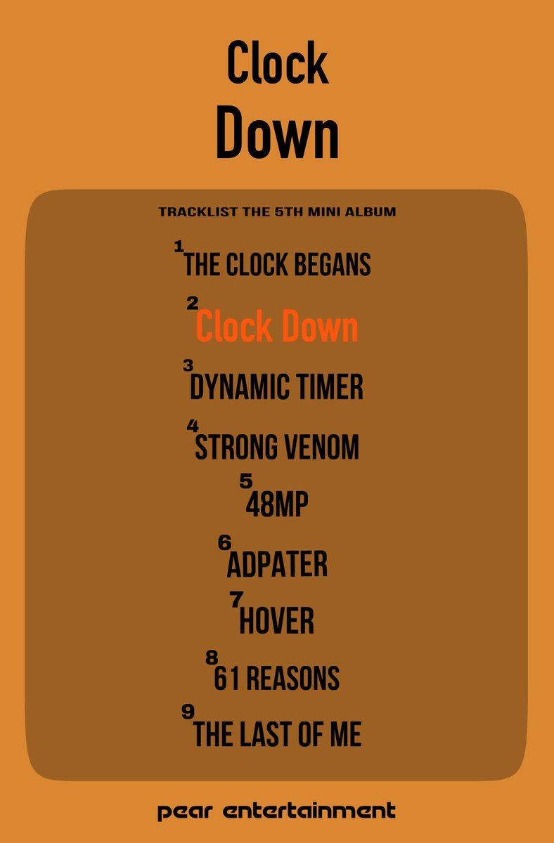 PearEntmt's tweet image. Clock Down ⏰⬇️
The 5th Mini Album (Halloween Special) 🎃👻
Timothy Cookie

Tracklist
2022.10.21

#ClockDown #TimothyCookie #BrokenClock