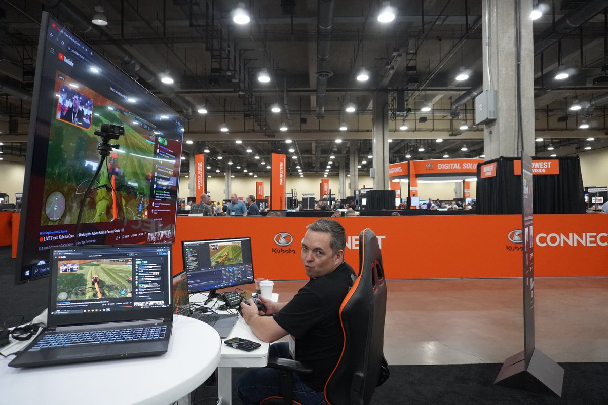 farmingsim's tweet photo. Day 2 was a lot of fun! Thank you so much to Kubota for inviting us and @KlutchSim to take part in their 50th anniversary of Kubota in the US celebration at their private dealer event Kubota Connect. #farming #farmingsimulator22 #kubota https://t.co/diw4kkdWqt