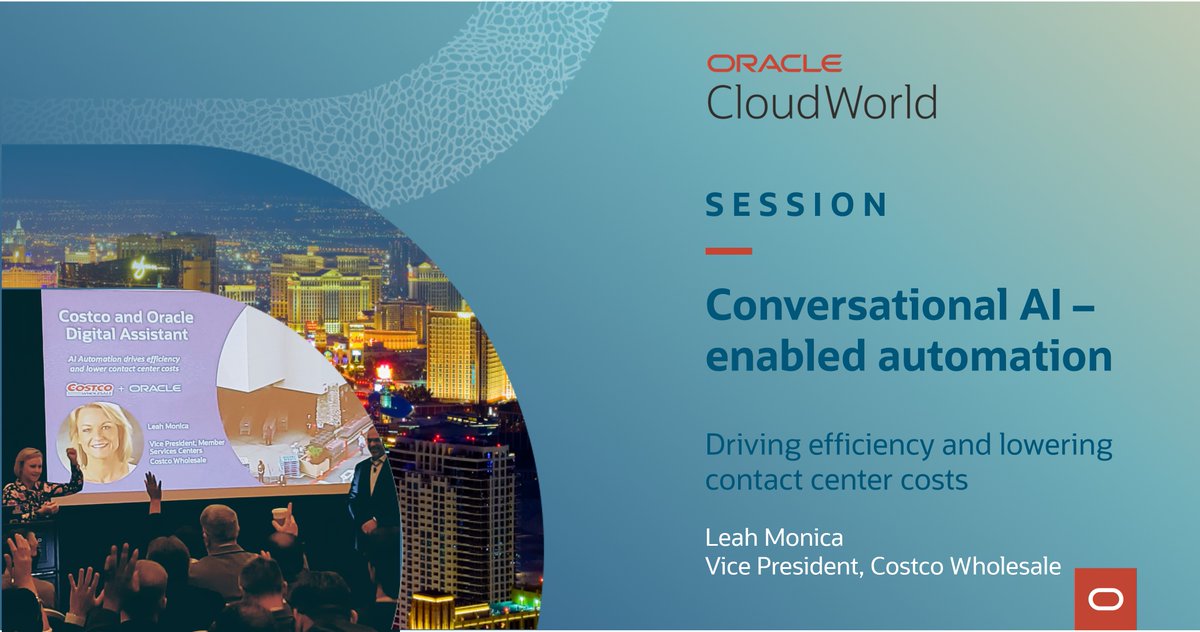 Are you a member? Costco explores how to simplify customer inquiries with #OCI conversational AI and #intelligentautomation at #ocw. Join <a href="/suliyar/">Suhas Uliyar</a> today: ow.ly/RpFH50LfSHf <a href="/OracleCloud/">Oracle Cloud</a> <a href="/oracleace/">Oracle ACE Program</a>  <a href="/PaaSCommunity/">PaaSCommunity</a> <a href="/srinivinnakota/">Srinivas Vinnakota</a> <a href="/soacommunity/">Jürgen Kress</a> <a href="/dearora/">Deepak Arora</a> <a href="/Oracle_Edu/">Oracle University</a>