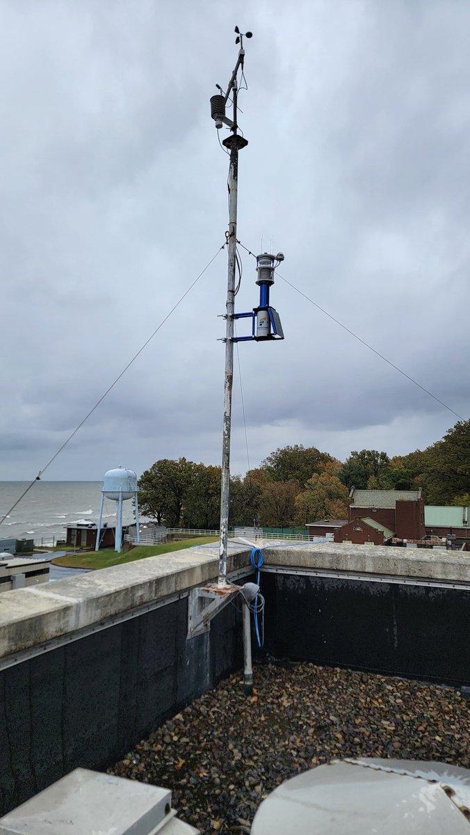 EddieGreatLakes's tweet photo. SMART LAKE ERIE: A blitz day of putting up sensors for @CLEH2OAlliance to monitor winds and water level on #LakeErie. Thanks @jeffjeff2007 for the help. We stopped at Catawba, Sandusky, and Avon Lake today.  @freeboardtech @LimnoTech https://t.co/L8V2HZ3Ylr