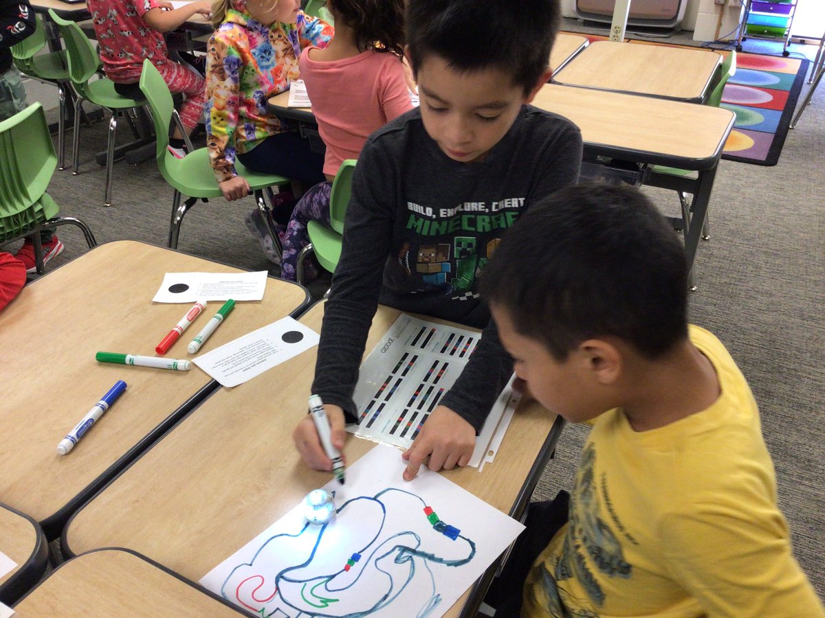SchmidtTechie's tweet photo. 2nd graders spent this week learning and collaborating with #ozobots We love robotics @GreenleafGators! https://t.co/7v7rYTtuax