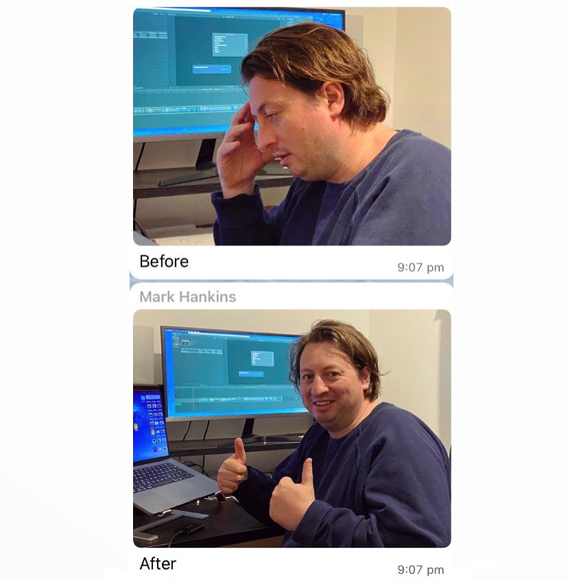 Thanks as ever to my no.1 technical support worker <a href="/InkSharkman/">Mark Taylor-Hankins</a> for driving round &amp; rescuing my film this evening (the day before it’s to be handed in). For some weird reason it wouldn’t export and decided that today would be the day to play up. V hungover and stressed mess I am