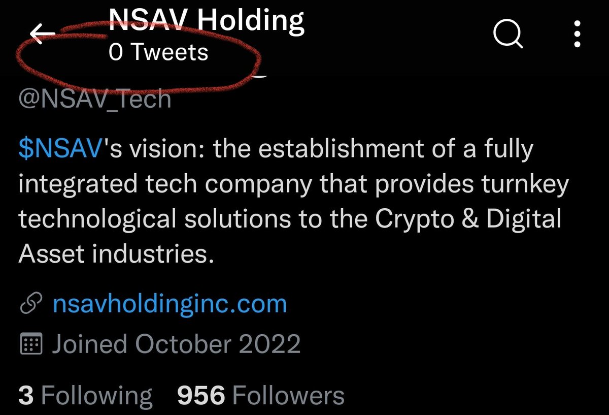 <a href="/NSAV_Tech/">NSAV Holding</a> still a virgin.
$NSAV
<a href="/SRAXmedia/">SRAX</a>
#wen
#soon
#EarlyNextWeek
#InfiniteTease 
<a href="/NSAVTech/">zwane Buyisiwe</a>