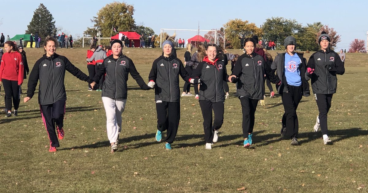 Varsity girls are ready to race.