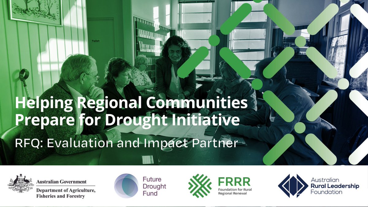FRRR_Oz's tweet photo. Could you be our Evaluation &amp; Impact assessment partner on the  #FutureDroughtFund Helping Regional Communities Prepare for #Drought program?

Proposals are due 5pm AEDT, 24 October.

Head to https://t.co/LJ7CQADShf for a detailed RFP. 

#Evaluation #Impact #MEL #RuralAus https://t.co/xRqSRVkyMc