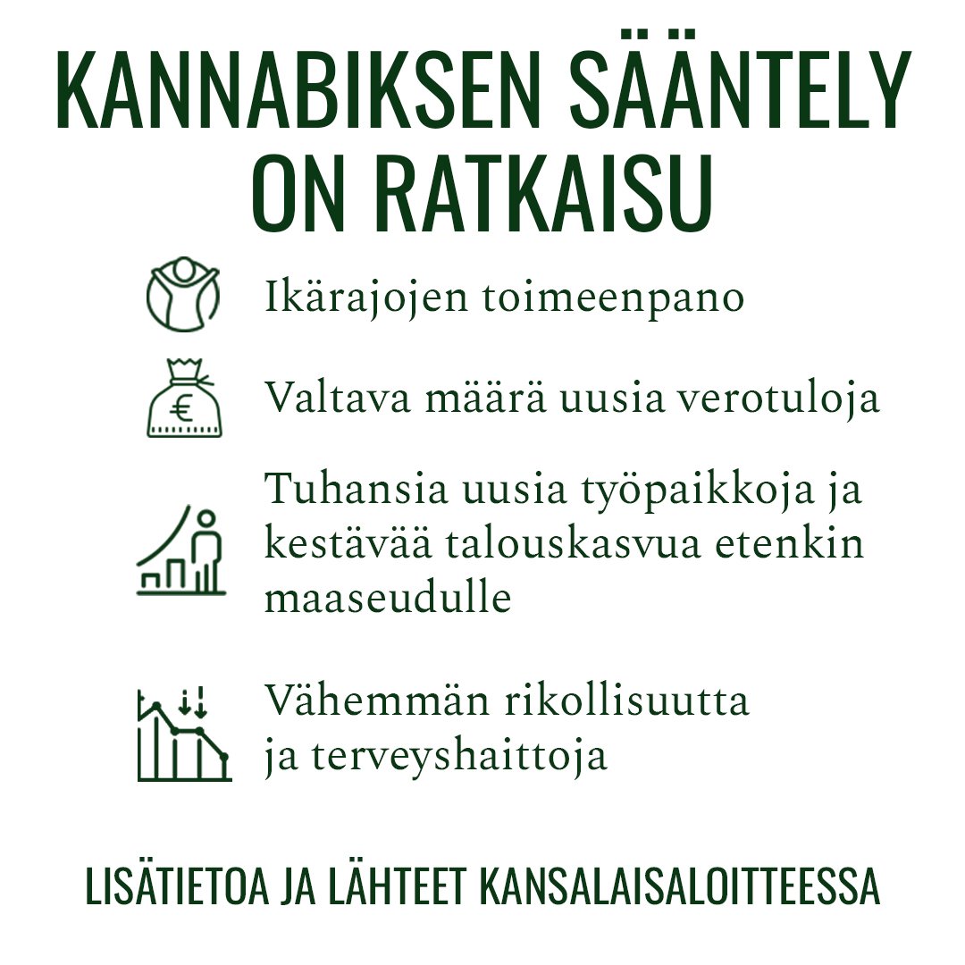 Kannabiksen kieltolaki on epäonnistunut.

On aika aloittaa sääntely.

Allekirjoita kansalaisaloite
kansalaisaloite.fi/fi/aloite/11377