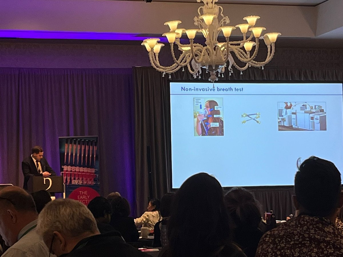 Great lightning talk by Michael Fadel on results of COBRA1 study: Diagnostic performance of Breath Testing for CRC at Early Detection of Cancer Conference in Portland #EDxConf22 @ImperialSandC @DrWoodfield @profgeorgehanna @Ilaria_Bell @DrAmandaJCross @RosetreesT @ImperialCharity