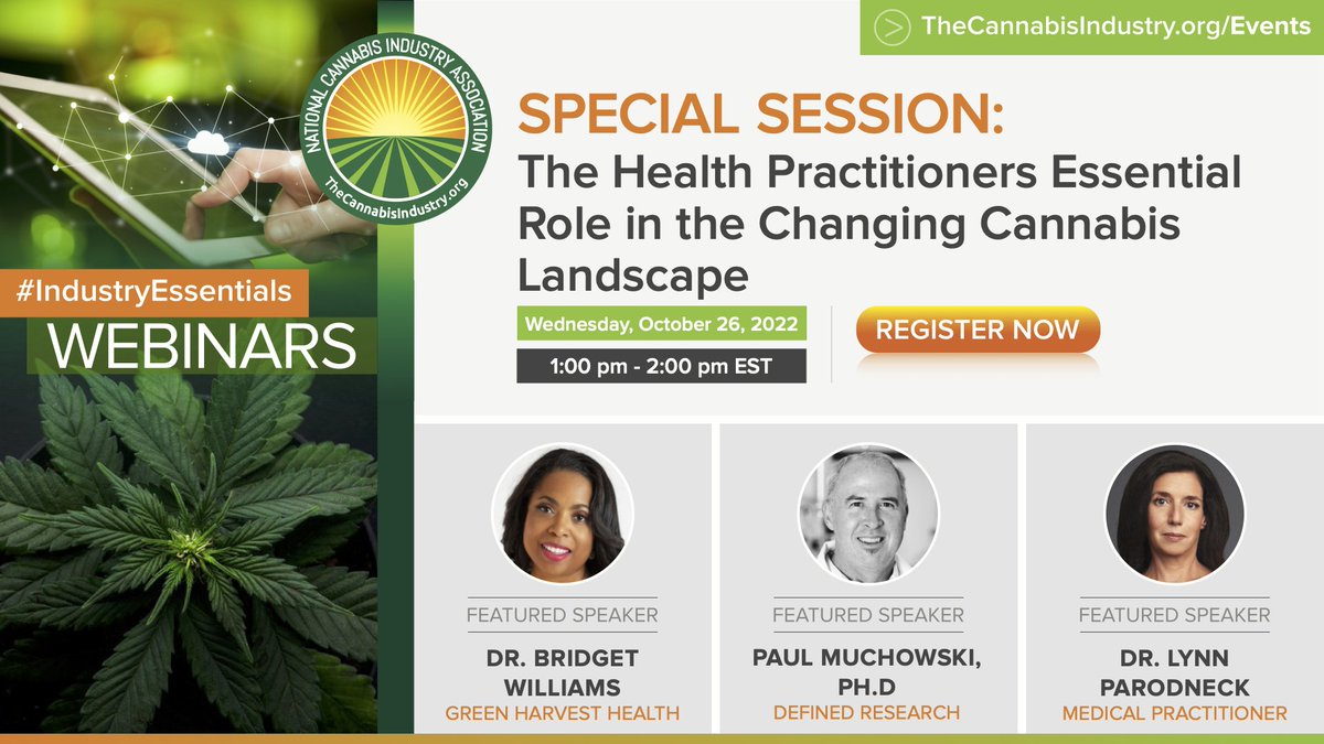 NCIAorg's tweet photo. Are you curious how cannabis legalization has changed the relationship between the medical patient & health practitioners? Join our panelists on our upcoming #IndustryEssentials webinar as they explore this changing landscape: https://t.co/Oy40TNhSyD https://t.co/uXxqy2Ko75