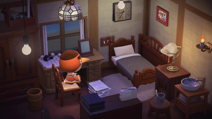 Btw, for a reference I've built his room in animal crossing haha, totally recommend using it for your OCs rooms (it's fun!) 