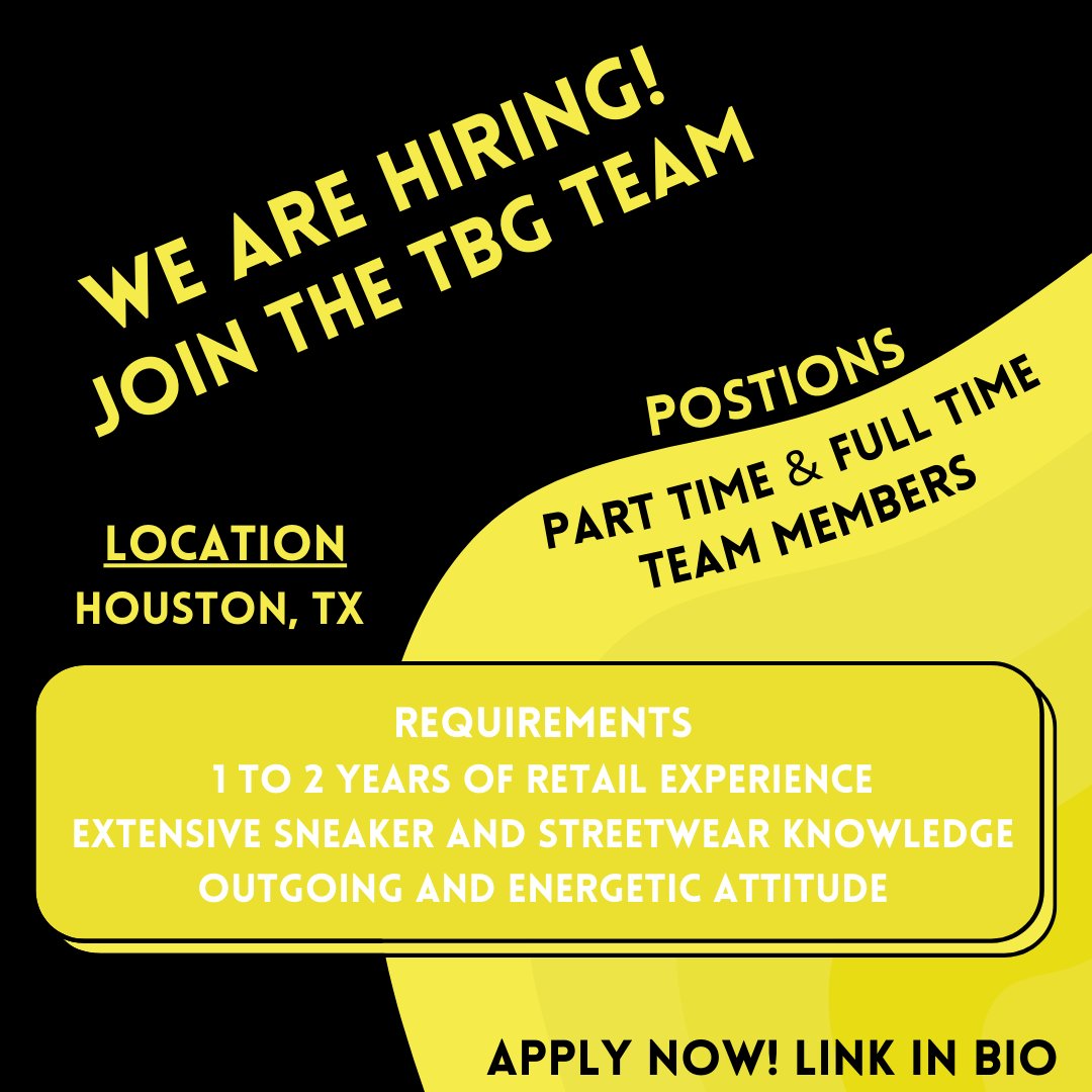 TBGeneration's tweet photo. That's right! We are hiring! 

Join the TBG fam today. Click the link in our bio to apply now! https://t.co/OzRtSJaZ5k