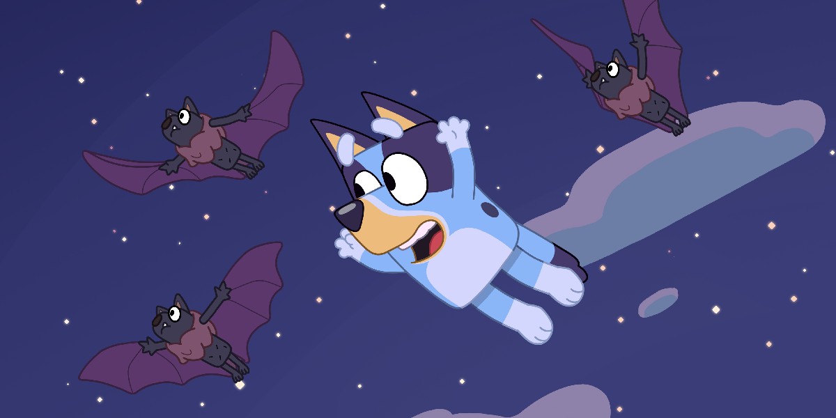 Night-time falls across the land, the fruitbat hour is close at hand! 🦇 #Bluey