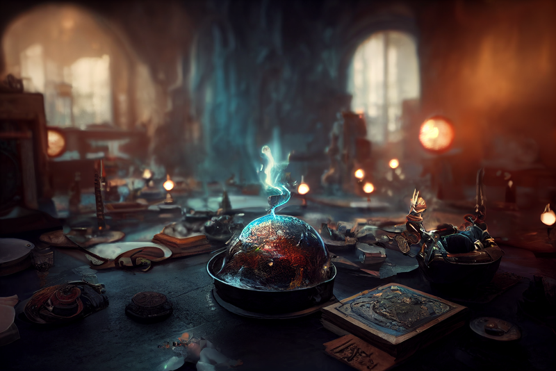 Thaeyne's tweet photo. And for the first time in a long time I'm alright - Wizardpunk magic office #midjourney #midjourneyAi #AIArtwork #AIart #wizardpunk #magic #fantasy https://t.co/dVTuAraOTL