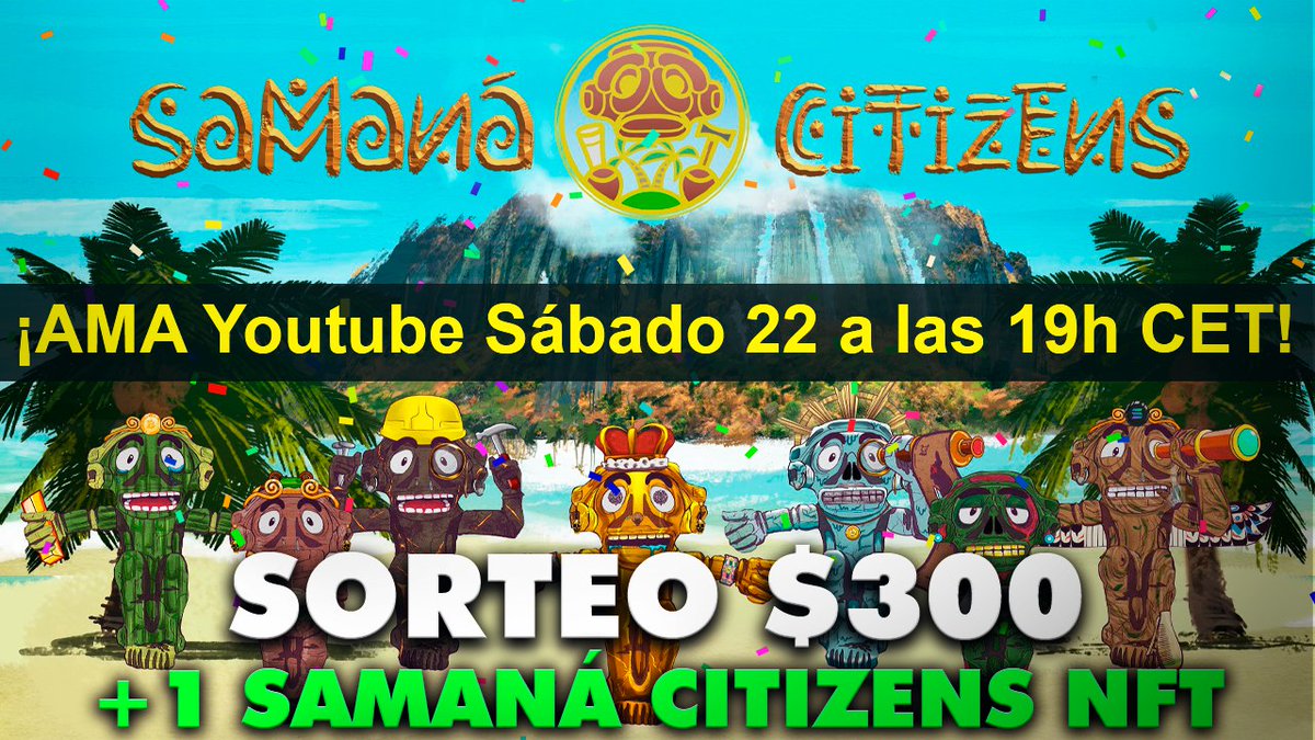 💥¡SORTEO de 300$ + 1 Samaná Citizens #NFT!🏝️

El sábado 22 voy a estar sorteando 300$ + 1 @samana_citizens NFT, en el AMA que haré en directo en Youtube a las 19h CET.

Requisitos:

1⃣- Seguir todos los pasos de este tweet: x.com/samana_citizen…
2⃣- Dar Like y RT a este tweet