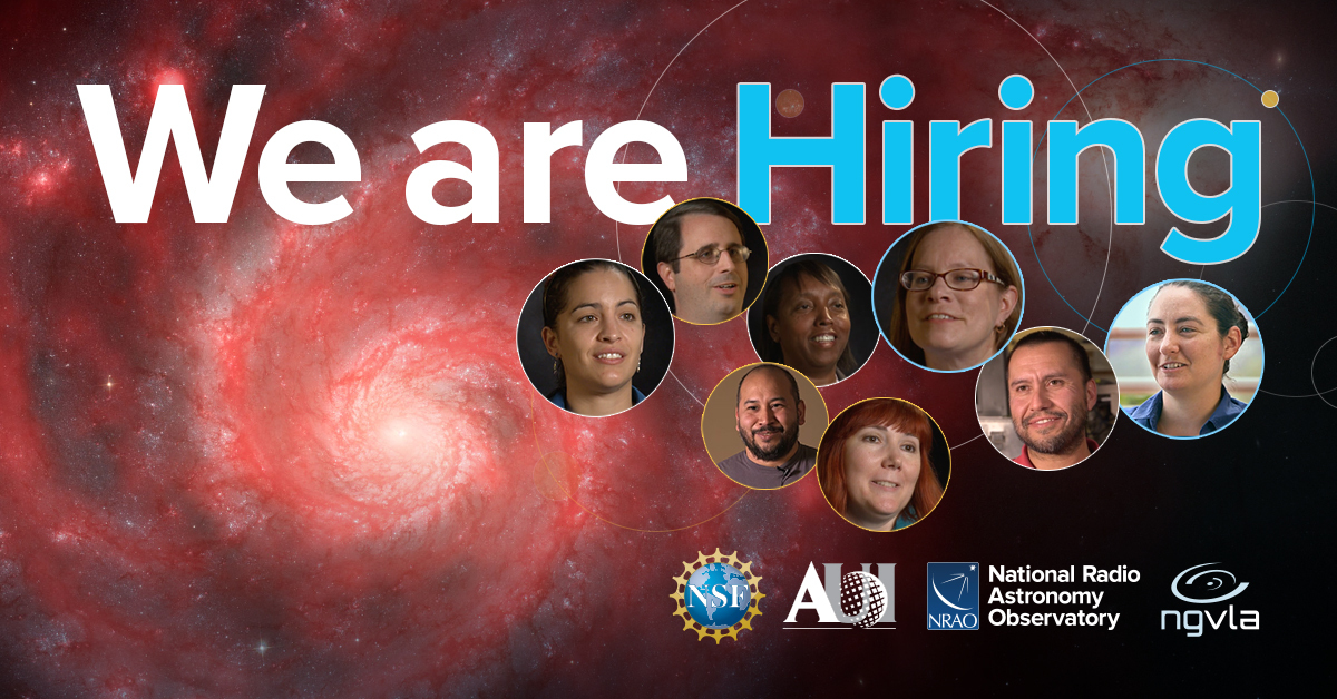 TheNRAO's tweet photo. We're hiring! NRAO has lots of open positions (including several #engineering roles). 📡 Check them out: https://t.co/WGY4y0IHVg
#hiring #JobsinEngineering #JobsinSTEM https://t.co/gcZpe0relq