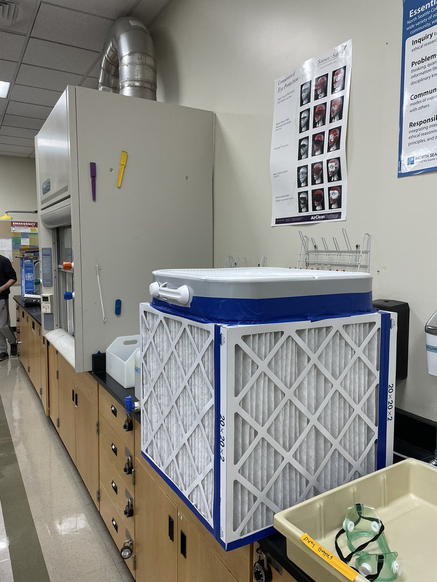 Mid Oct and Seattle area is still suffering from horrible #FossilFueledClimateChange exacerbated smoke. Leaders please inform the public so folx stay safer in this smoke: n-95 masks, HEPA filters, don’t exercise outdoors, build/use box fan filters (like this one in my classroom)