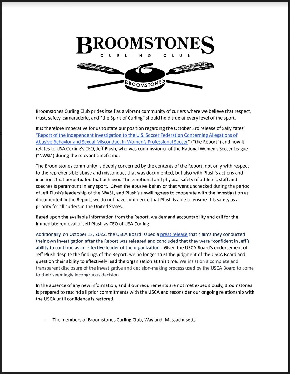 Broomstones's tweet photo. Below is a link to our public statement on the Jeff Plush/USCA controversy.
https://t.co/1azvdAGzc0 https://t.co/ob8T5zT77f