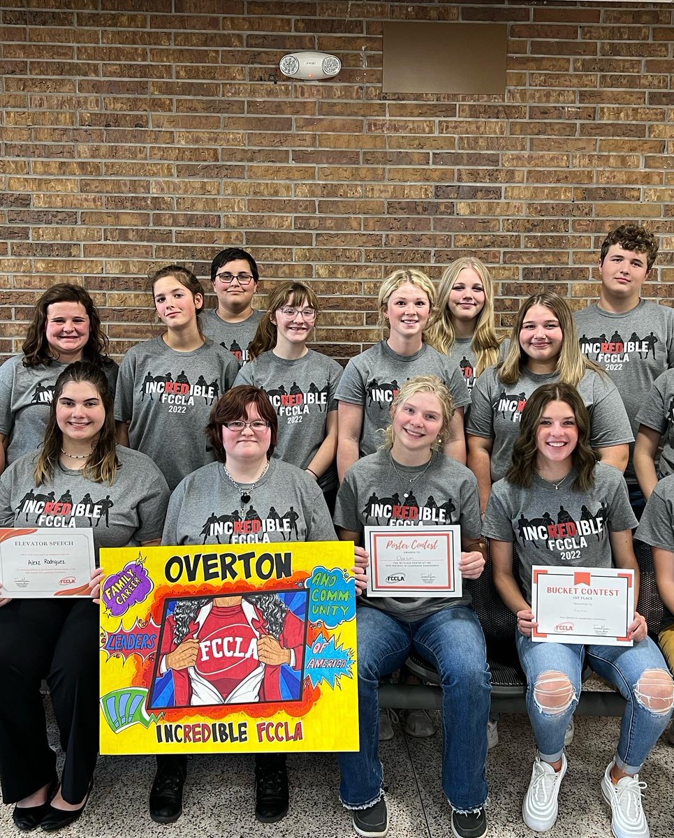 FCCLAOverton's tweet photo. IncREDible @OvertonEagles FCCLA! District Leadership Conference- 1st Place x4, 3rd Place x1, service to the community. ❤️🥇🥇🥇🥇🥉❤️ https://t.co/fnlawrWur2