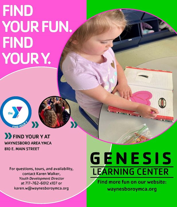 WaynesboroY's tweet photo. Looking for that opportunity for your preschooler to play and learn with others? 
We have IMMEDIATE openings in our Genesis Learning Center! We’re open 6:30a-5:30p, M-F for ages 3-5 years; promoting educational, social &amp; emotional independence. Contact Karen Walker 717-762-6012 https://t.co/rewYfXcMv6