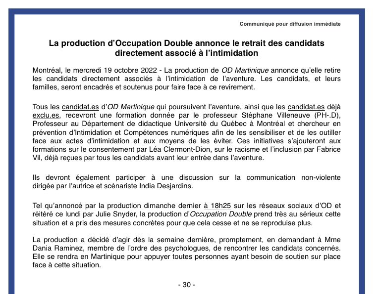 manunez96's tweet photo. La production d’OD annonce le retrait des candidats directement associés à l’intimidation https://t.co/CWRozmtO5p