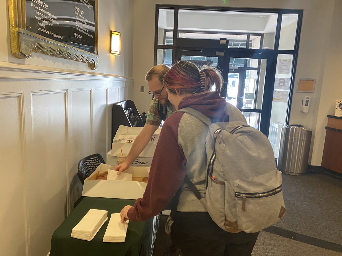 BristolNBDean's tweet photo. Today’s installment of “Donuts with the Dean” at the @BristolCC  New Bedford Campus was great! We even had a discussion of changing the name to either “Dialogue with the Dean” or “Dough with the Dean.” Thoughts? https://t.co/ZDmKa0YJ4v