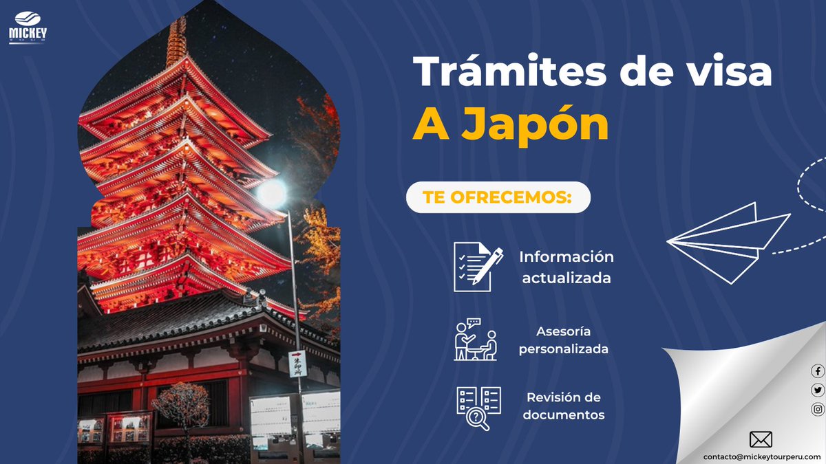 MickeyTour_'s tweet photo. Nuestro experimentado staff te brindará la asesoría necesaria para un proceso exitoso para obtener tu visa de turismo a Japón. Contáctanos👇
☎️ 224 7633
📩 contacto@mickeytourperu.com
👉 https://t.co/7PviEojXMl
#japon #travel #viajes #peru https://t.co/NCD9f2wdbN