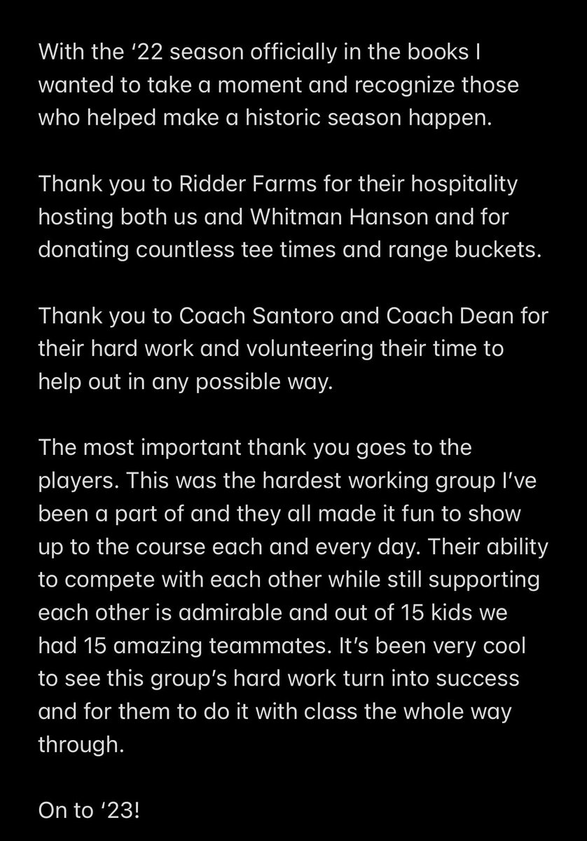 MrWoodmanEB's tweet photo. A historic season is in the books for EB golf! The team finished 14-0 with the school’s first SSL Championship. Congratulations to all of our players on a special season and thank you to all who helped make it happen. https://t.co/Jf0hc4wo8t