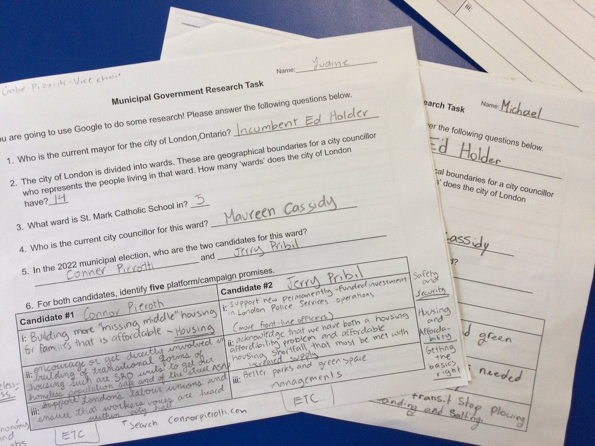 Hilton_MRK's tweet photo. This week we have been extending our learning involving the municipal government by researching our @CityofLdnOnt government and the upcoming elections. Students are also learning the importance of being an active citizen and the democratic process. Voting is important! @LDCSB https://t.co/d9oJsq0b4N