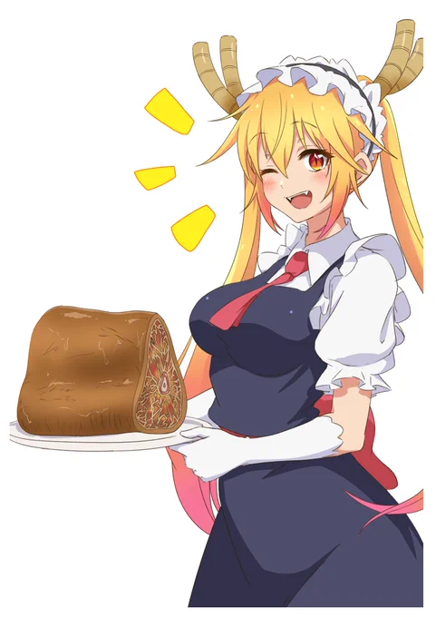 いっぱい食べてくださいね...!#小林さんちのメイドラゴン #イラスト 