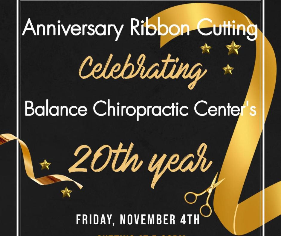 You are invited to attend a fellow member special open house celebration for Balance Chiropractic Center in Mequon, 10033 N Port Washington Road. Join the Grand Anniversary festivities on November 4th, from 5:00pm-9:00pm, and enjoy appetizers, drinks, prizes, kids activities, an