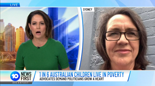 AntiPovertyWeek's tweet photo. 1in6 children living in poverty and @FoodbankAust #HungerReport found 1.3million children growing up in homes with food stress - we can change these statistics and be a much better country said #AntiPovertyWeek ED @ToniWrenOz on @10NewsFirst #EndChildPoverty #APW22 https://t.co/O5bs2XA3VN