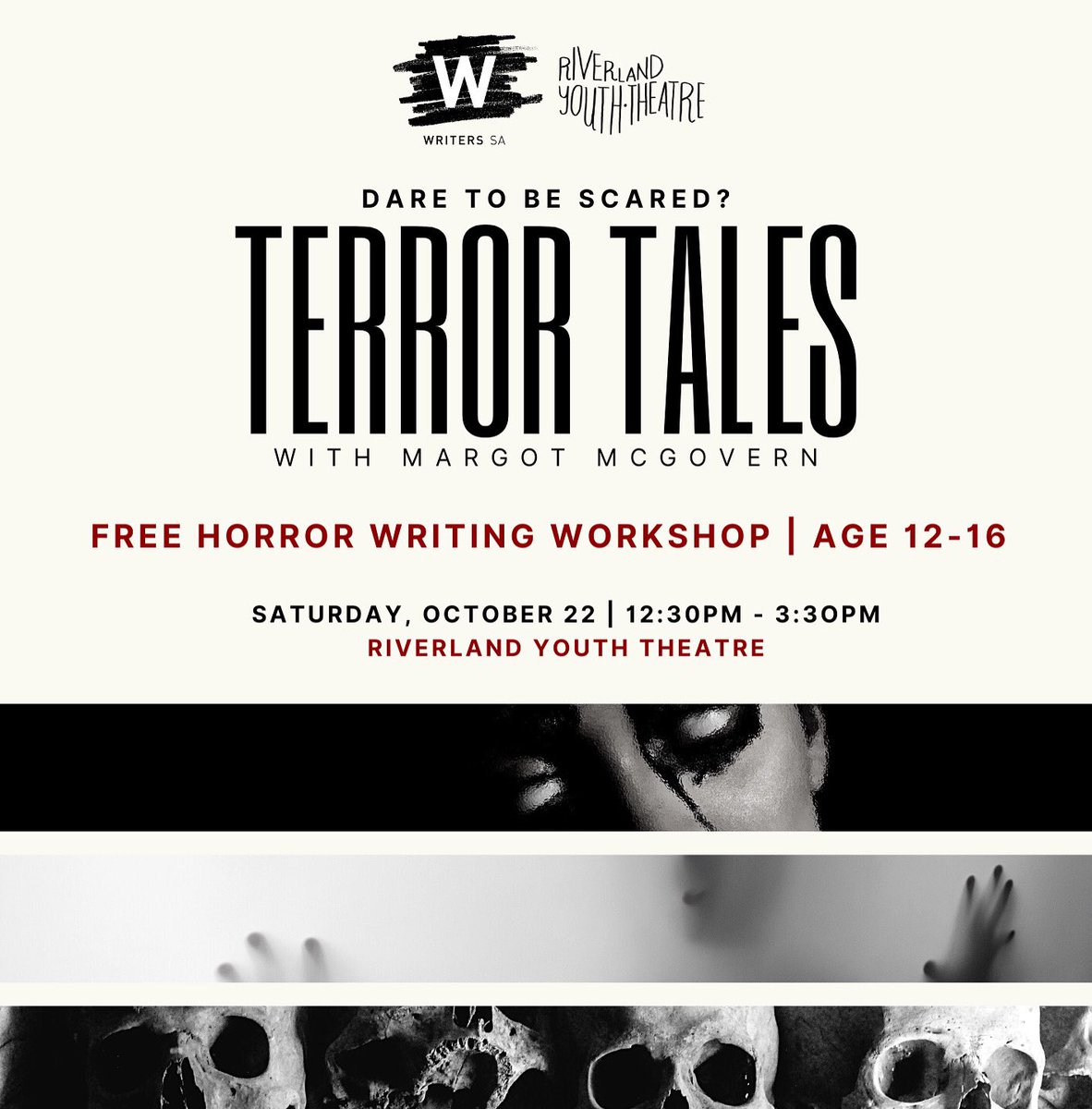 🎃 Looking forward to spooky fun with @writerssainc in #Riverland this weekend! 🎃 If you know teen writers in the region, there are still places available and we’d love to have them along! 🥰👻