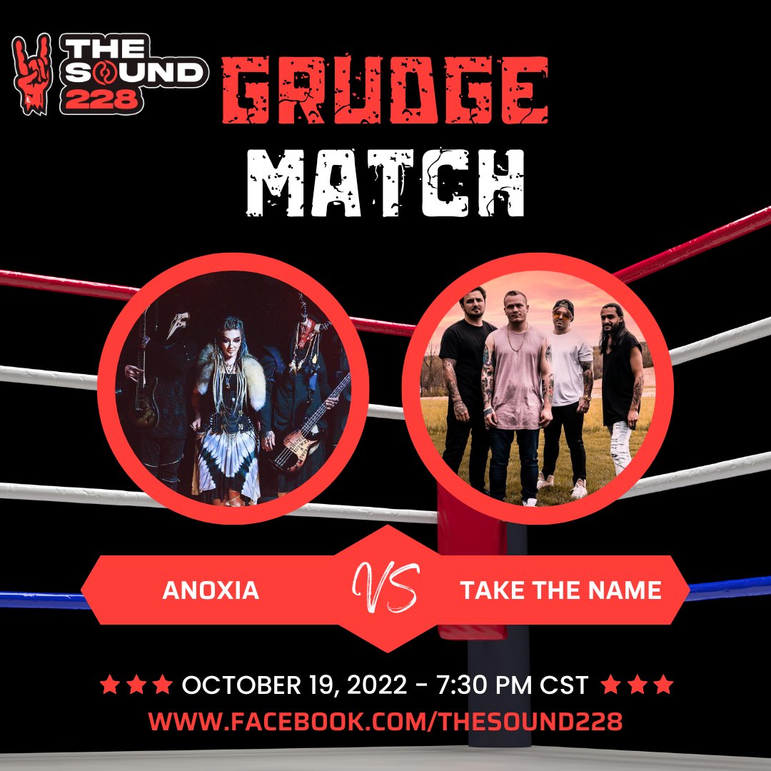 thesound228's tweet photo. We are LIVE TONIGHT with @AVOIDKICKSASS at 7:30pm CST! Before our interview make sure to tune in and vote as @ANOXIA_music challenges @TakeTheNamePA in another epic Grudge Match. See you there: https://t.co/G5w8r1C9UP
#thesound228 #wearenewrock #newrocknation #thegrudgematch https://t.co/l60CzMugG3
