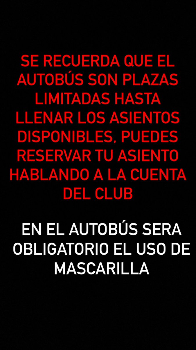 ⚠️ Este domingo día 23 dispondremos de autobús para nuestros aficionados, reserva tu asiento hablando a la cuenta del club para no quedarte sin el!