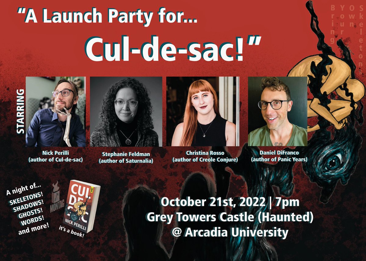 nicoloperilli's tweet photo. FRIDAY is the launch of my debut novel at the @ArcadiaCW castle! The world of CUL-DE-SAC, the Oughtside, is a hollowed suburbia, marrying fleeting beauty,colonial homes, and an industrial, patchwork underworld. In that spirit, I told that AI artist DALLE-2 about my book and cover https://t.co/8QZzaWnnfP