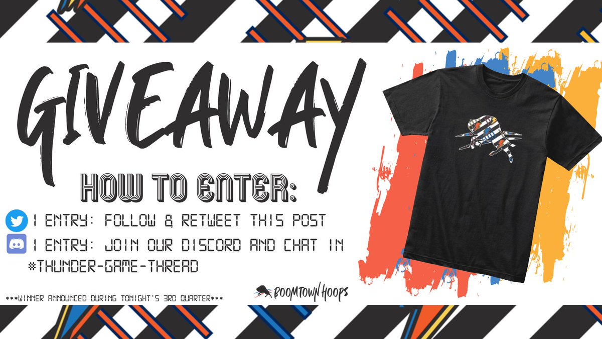 BoomtownHoops's tweet photo. ⚡️⚡️We're giving away TWO of our new Limited Edition 2022 Boomtown Tees!⚡️⚡️

You can get two entries for the giveaway!
1. Retweet this tweet. (Must be following)
2. Join our Discord and send a message in the game thread: https://t.co/PoOS0Omj3M

Winners announced after halftime! https://t.co/WJbkLiDgtO