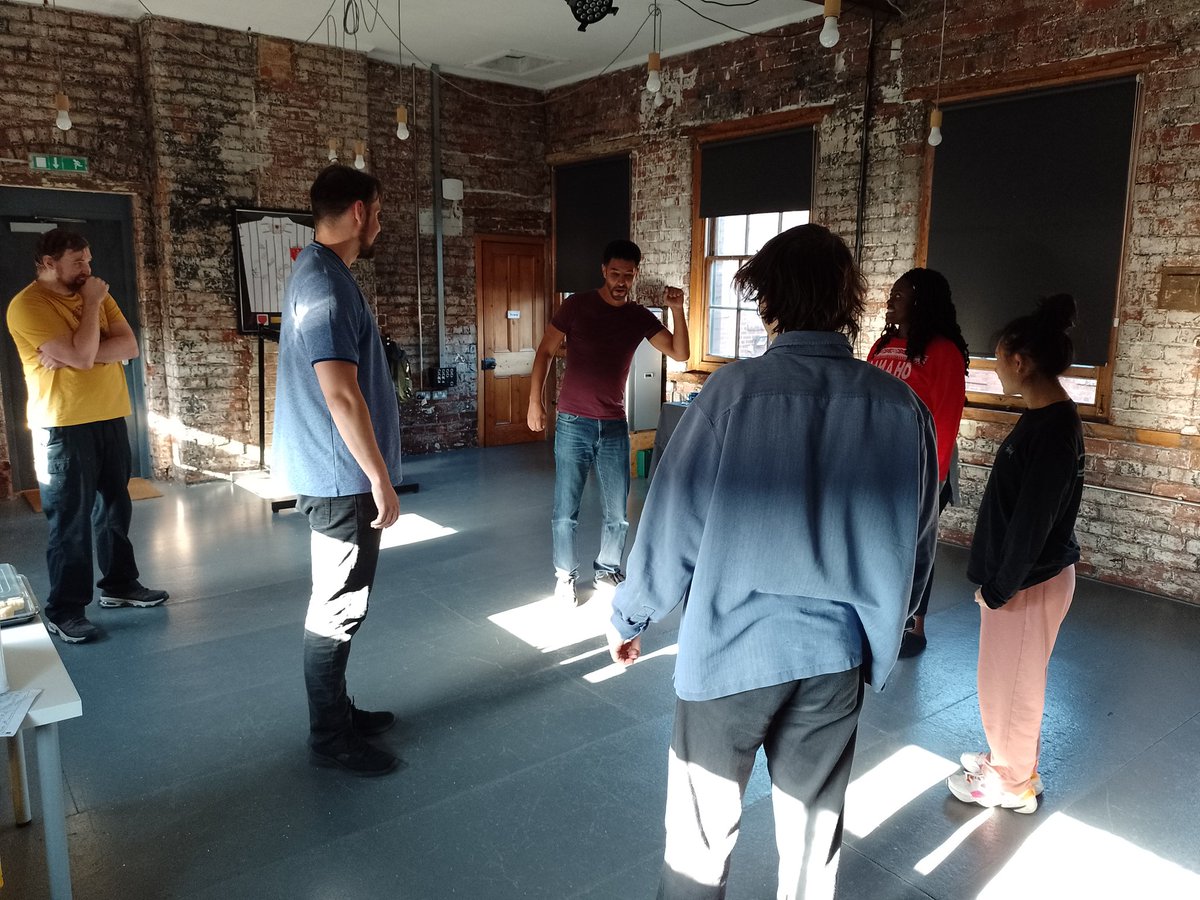 JacksLanternPro's tweet photo. Day 2 of R&D and we had #NathanGeering for our dramaturgy.
Fun & games & beatboxing!
Plus, lots of development on getting the script on its feet!
#newwriting #sheffield #RandD https://t.co/QqIHKzzj6r