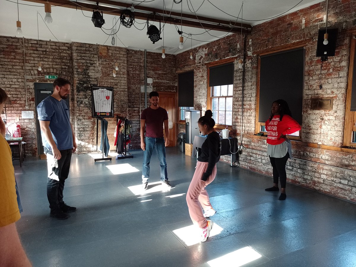 JacksLanternPro's tweet photo. Day 2 of R&D and we had #NathanGeering for our dramaturgy.
Fun & games & beatboxing!
Plus, lots of development on getting the script on its feet!
#newwriting #sheffield #RandD https://t.co/QqIHKzzj6r