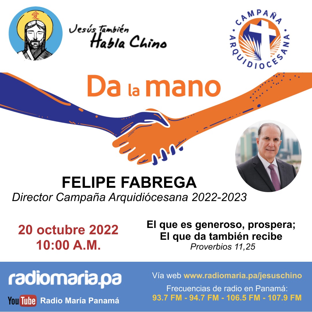 radiomariapa's tweet photo. Mañana, en nuestro programa #JesúsTambiénHablaChino, conversaremos con Felipe Fabrega, director de la Campaña Arquidiocesana 2022
🔴Sintonízalo por nuestras frecuencias o en vídeo desde nuestro canal de YouTube: https://t.co/4v9bIKznmh
@iglesiaerestu
#DaLaMano #RadioMaria https://t.co/k8iwZ0Zu0e