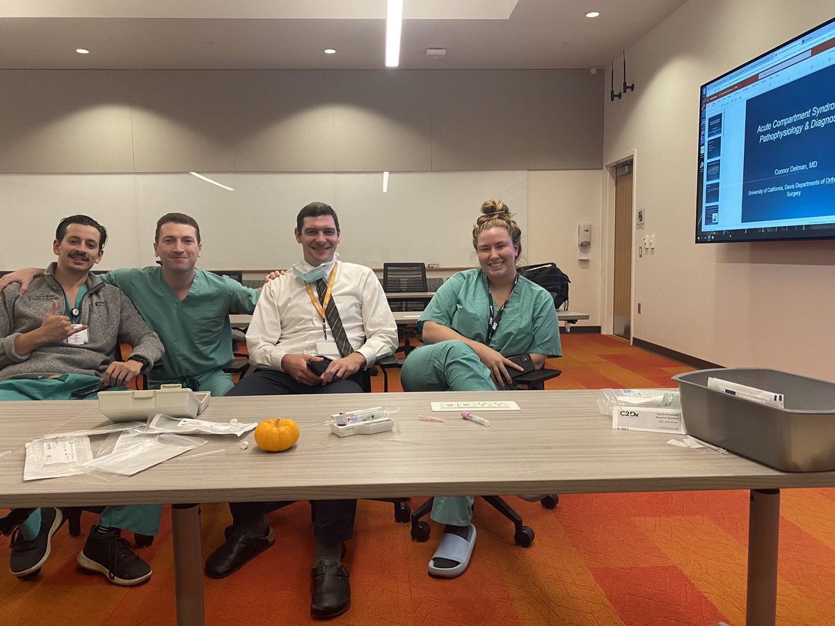 LydiaMcKeithan's tweet photo. What’s the compartment pressure of a pumpkin? 🎃 Couldn’t find time for pumpkin carving this year, so having fun teaching our SubI’s how to use the Stryker needle instead @UCDavisOrtho https://t.co/qEK3sVedWt