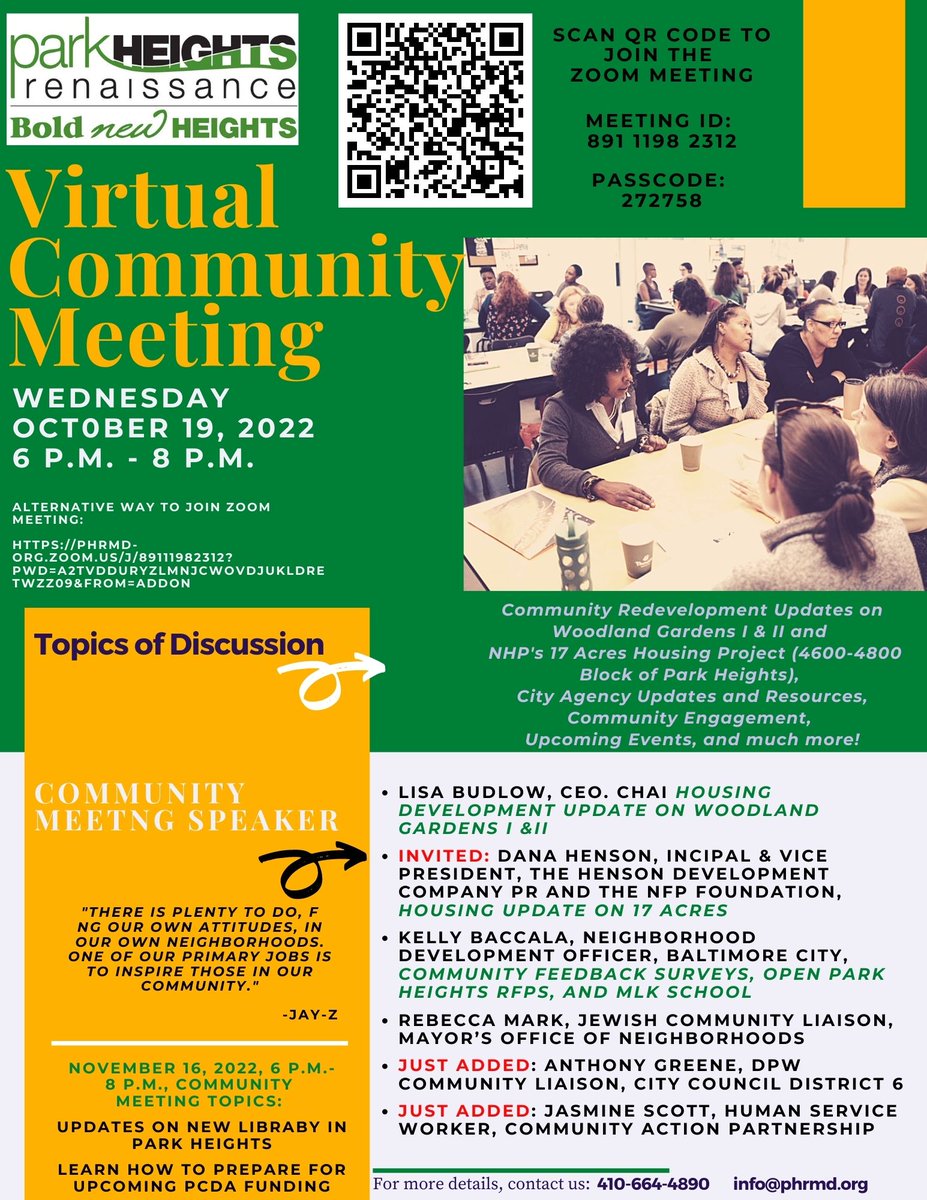 PHRenaissance's tweet photo. Park Heights October Community Meeting Going on Now! - https://t.co/KAgUL5KUk8 https://t.co/8rG7qZc4zD