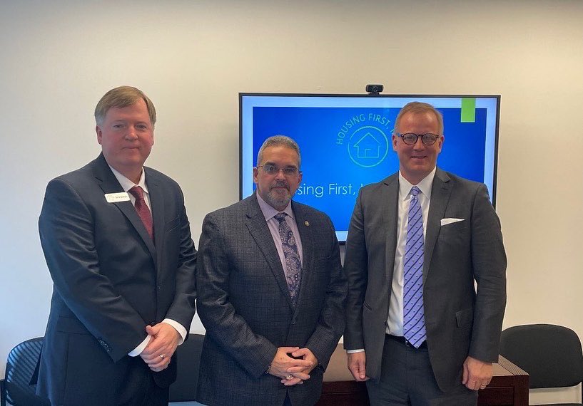 Jose_AAlv's tweet photo. Today, I met #housingfirstinc CEO, Derek Boulware, &amp; Board Chairman, George Talbot in #Mobile #Alabama to discuss homelessness, and #HUDgov programs. Also attended a round table session at the #MobileChamberofCommerce  with #HUD stakeholders.
#HUDSE https://t.co/cRp2ydSpqA