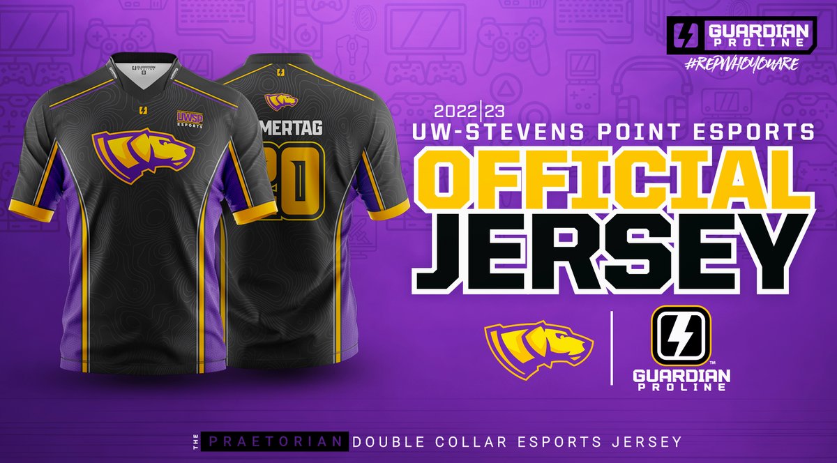 guardianproline's tweet photo. Adding a third Wisconsin college to the Guardian Proline arsenal! UW-Stevens Point is now wearing the "bolt!" Go get 'em Pointers! #esports #wisconsinesports https://t.co/9FHOGsrO5y