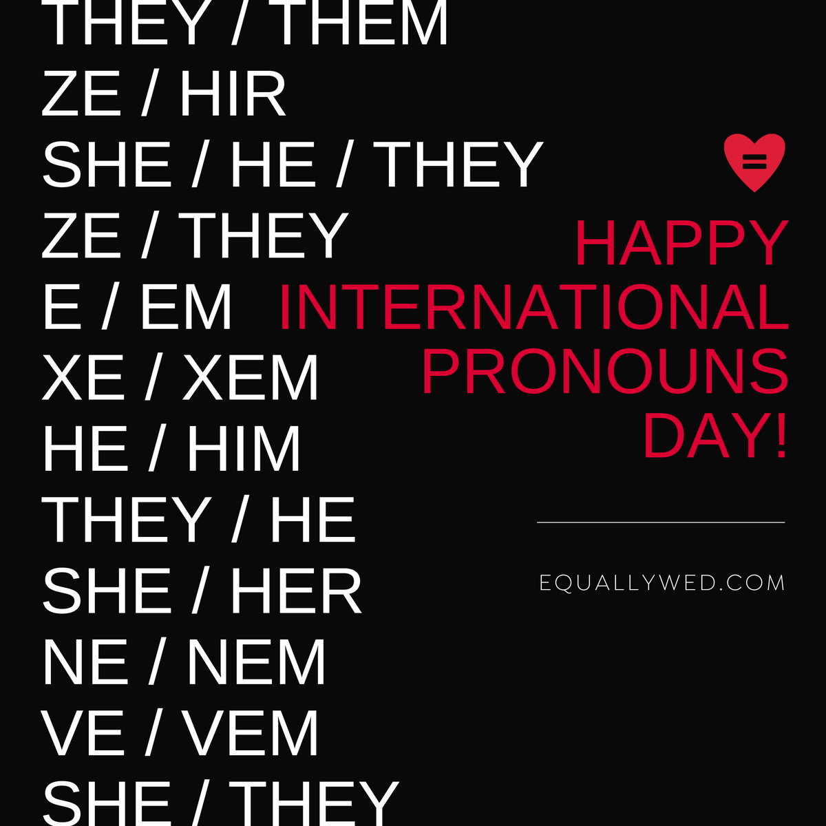 equallywedpro's tweet photo. Happy #InternationalPronounsDay! Check out our most recent posts at https://t.co/UwseZPJc5D where we talk all about pronouns.

#EquallyWed #EquallyWedPro #Pronouns #TheMoreYouKnow #LGBTQPlus #LGBTQIA https://t.co/mupY1zblMC