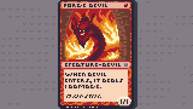 Forge Devil, 🔥
Creature - #devil, 1/1
When Forge Devil enters the battlefield, it deals 1 damage to target creature and 1 damage to you.

<a href="/Pixel_Dailies/">Pixel Dailies</a>  #pixel_dailies 
#dailyart #pixelart #aseprite #MTG