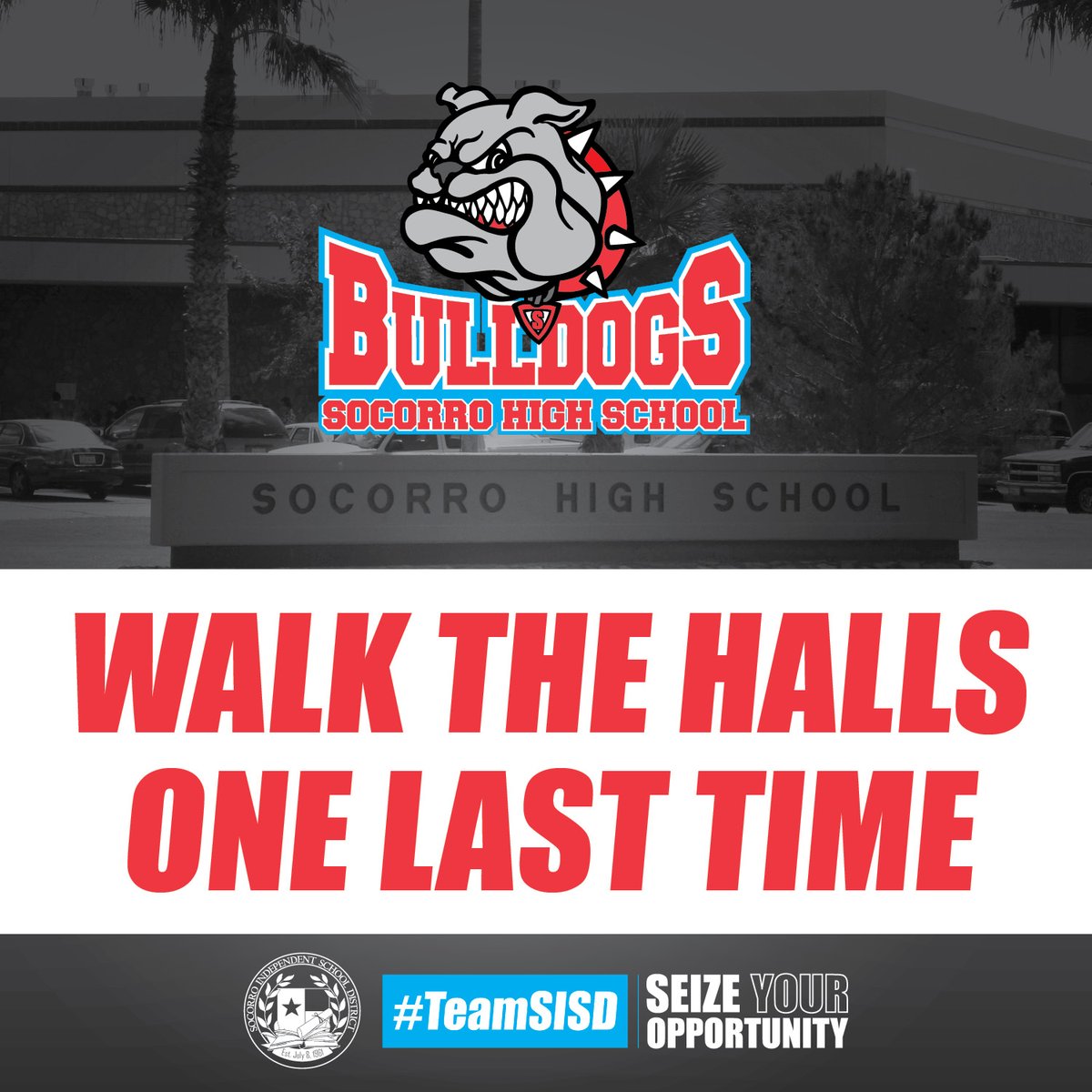Join us for a  final walkthrough of the classic Socorro High School from 9 to 11 a.m. Saturday, October 29, 2022. Take a stroll through the halls of the original school one last time as the area is prepared for the final phase of reconstruction. Read more: bit.ly/3Txdkeo