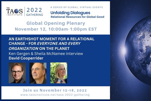 The Taos Institute 2022 Gathering is less than a month away! David Cooperrider (<a href="/dcooperriderai/">David Cooperrider</a>) is joining Kenneth Gergen and <a href="/SheilaMcNamee/">Sheila McNamee</a> for the Global Opening Plenary on November 12, 2022, 10:00am-1:00pm EST. Register at taosinstitute.net/taos-2022-gath…